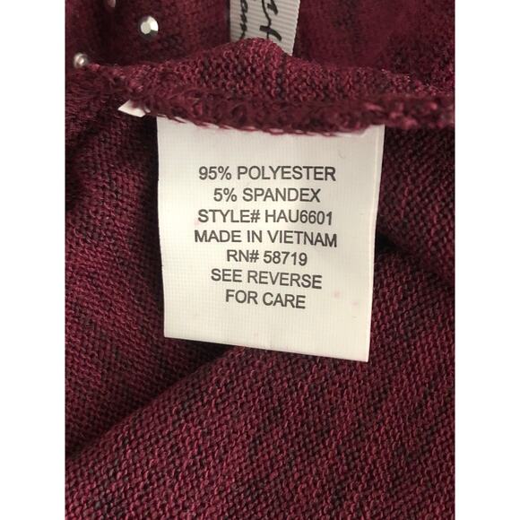 NY Collection Women's 2X Studded Drop Shoulder Sweater Burgundy NEW - Picture 6 of 7